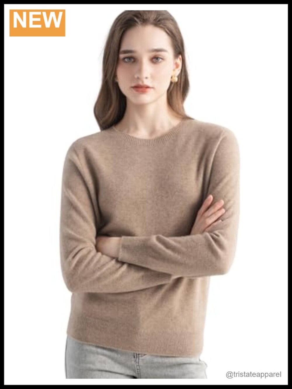 100% Cashmere Women's Crew Neck Long Sleeve Sweater
